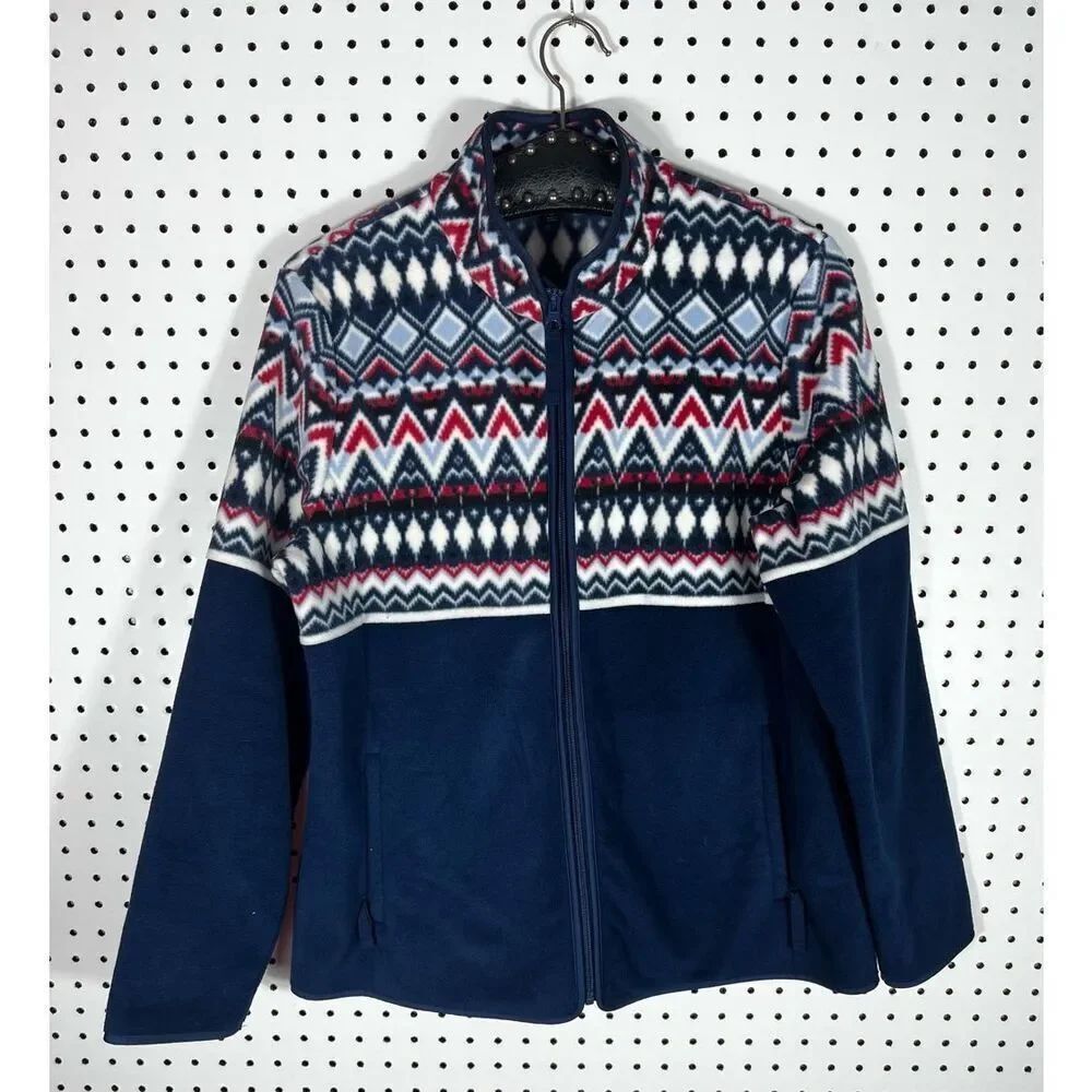 Talbots Fair Isle zip up fleece size LP
